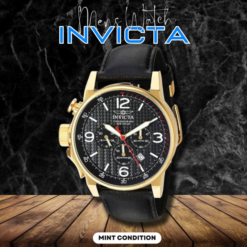 Invicta Men's I-Force Analog Display Quartz Stainless Steel Black + Gold - 20135